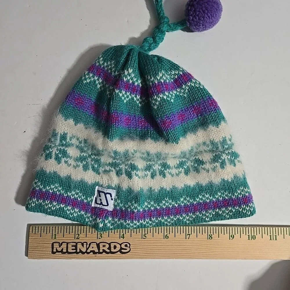 VTG Murray Merkley Tassel Beanie Pure Virgin Wool Knit Ski Winter Hat Fuzzy